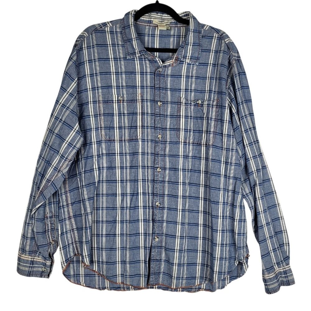 2 for $30 Carbon 2 Cobalt Plaid Shirt Men's XL Blue White Button Up